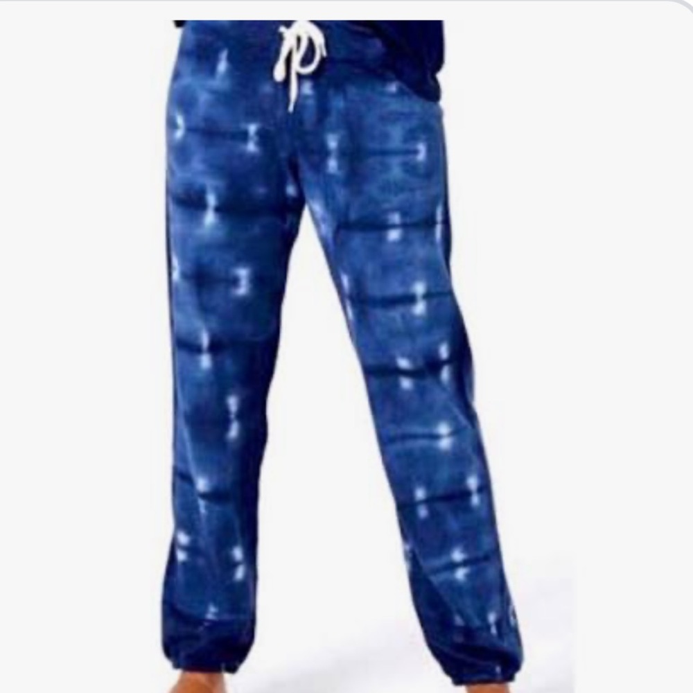 MONROW Blue tie dye draw string sweatpants size medium